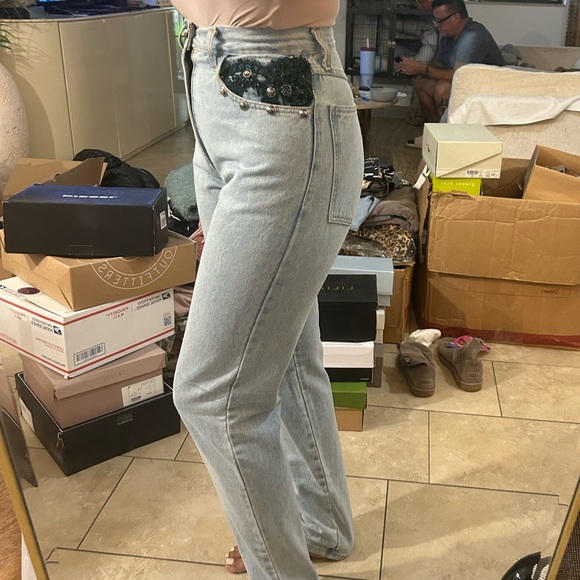 VTG 90’s CACHE amazing fit Lightwash Sequin mom 4 6 - Picture 12 of 15